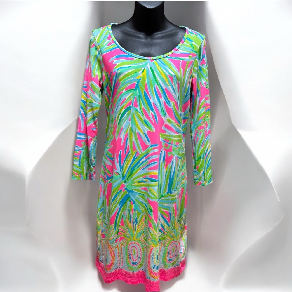 Lilly Pulitzer Beacon Dress Tiki Pink Royal Lime print size S
